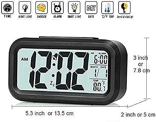 AUREVO Digital Alarm Clock with Auto Sensor, Date & Temperature Display, Compact Desk Clock for Home & Office