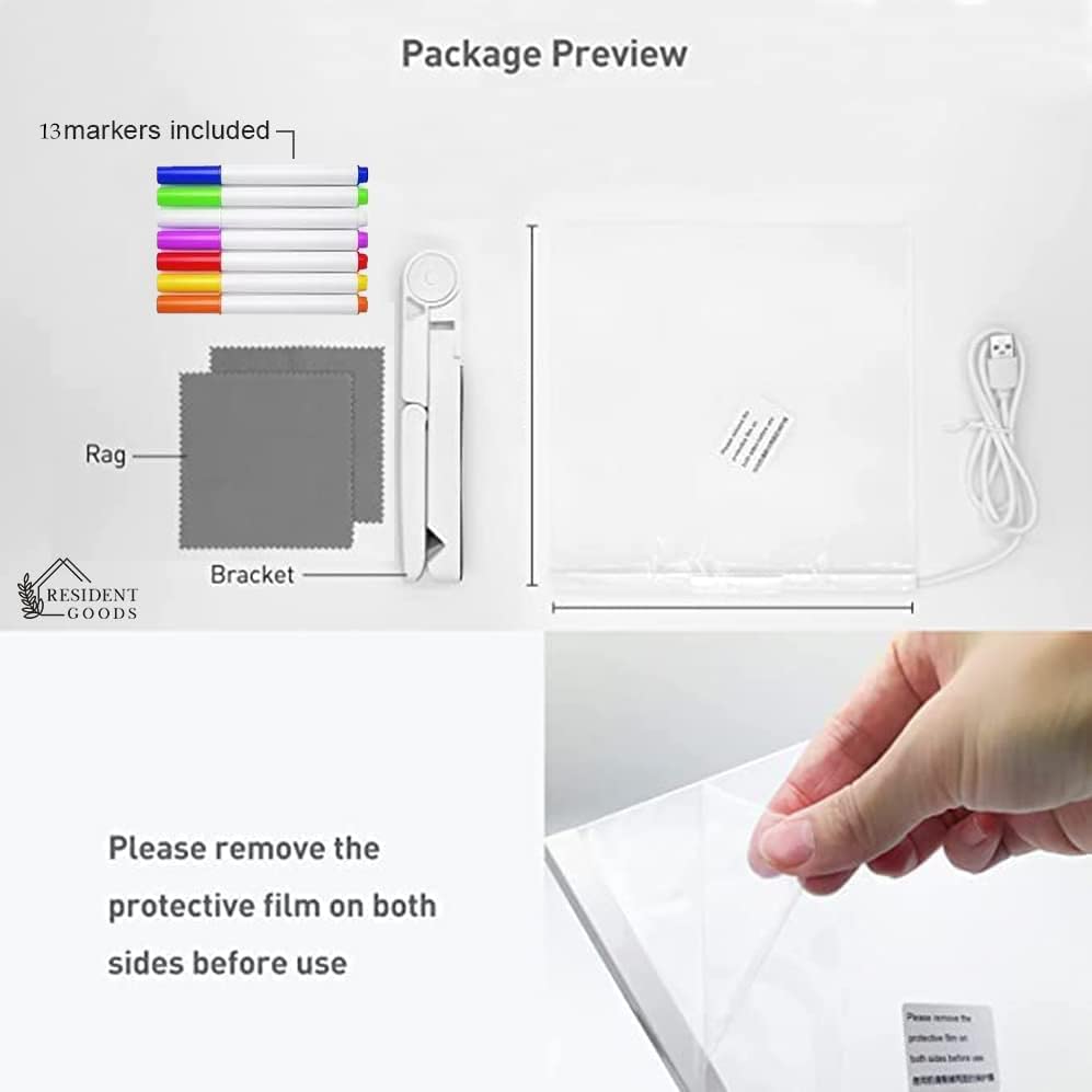 Drixon DIY 3D Acrylic Writing Pad with Pen, LED Message Board Table Lamp for Study, Office, Home Decor & Gifts