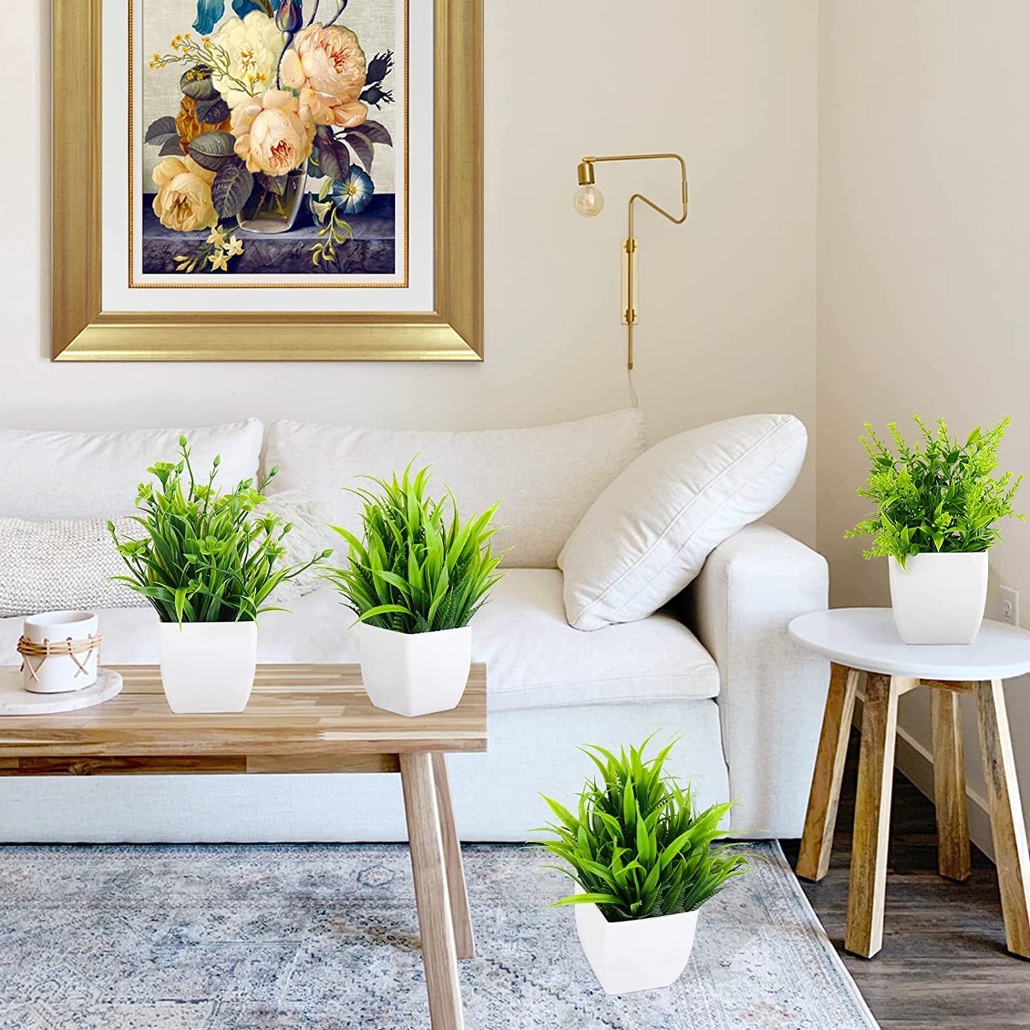 Denvora Artificial Potted Plants Set of 8, Small Faux Eucalyptus Houseplants for Home, Office & Farmhouse Decor