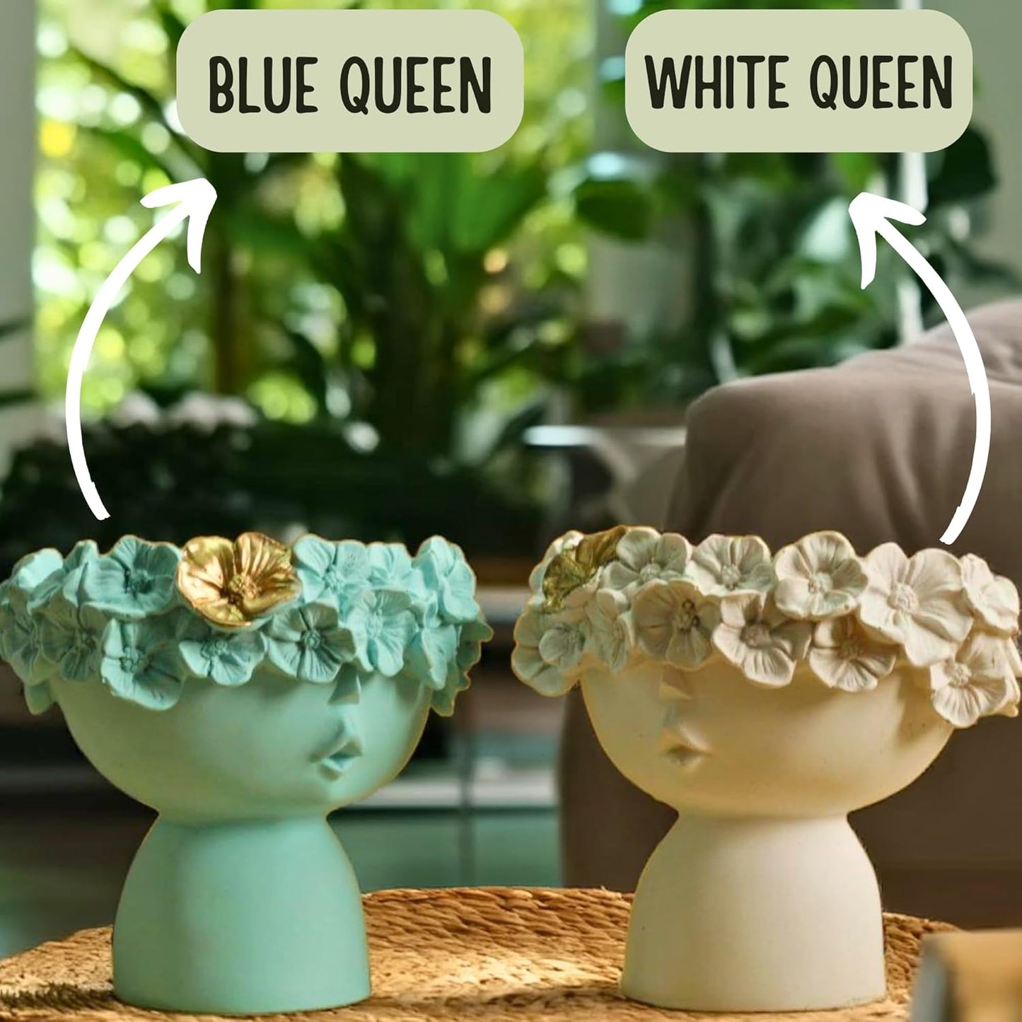 Kavora Homes Face Vase Abstract Queen Design in White Resin Ceramic Finish for Home Decor & Table Decoration