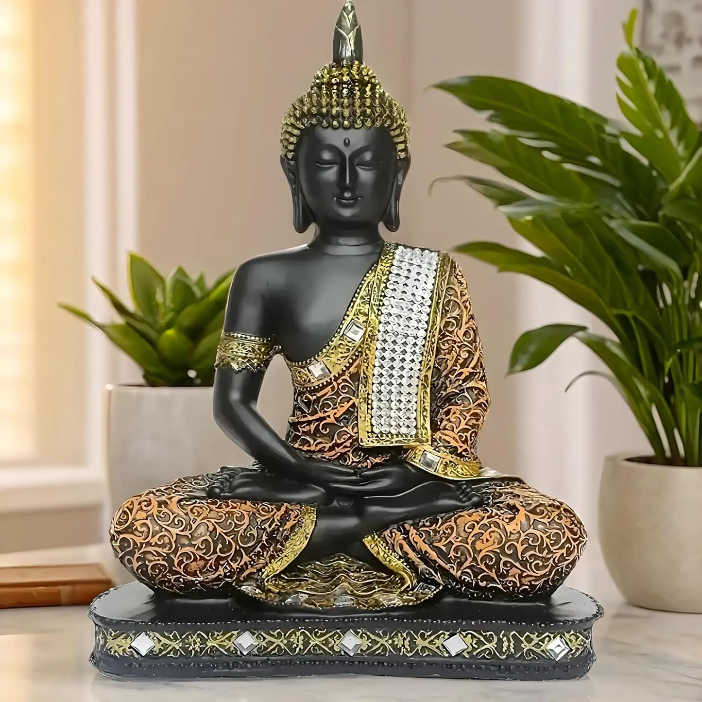 GlowCraft 25cm Meditating Sitting Buddha Statue Showpiece Idol for Home Décor, Living Room & Gifting