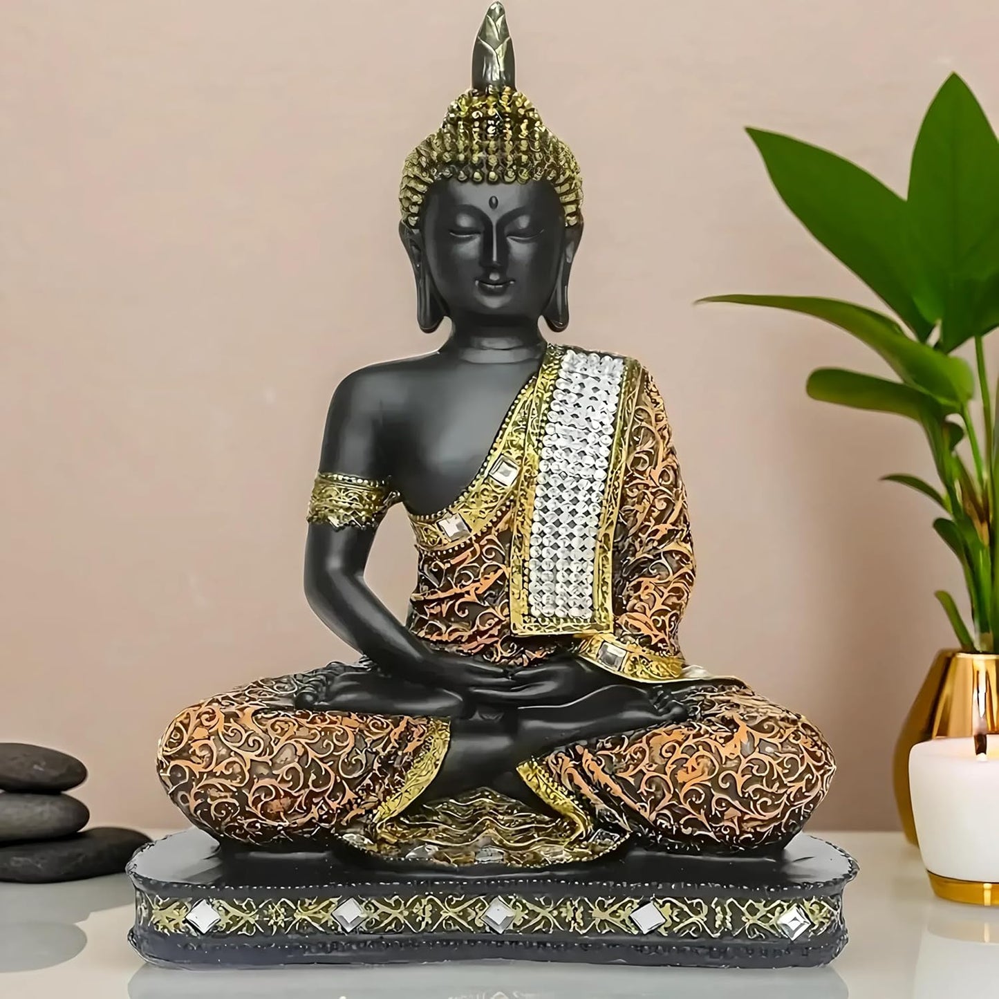 GlowCraft 25cm Meditating Sitting Buddha Statue Showpiece Idol for Home Décor, Living Room & Gifting
