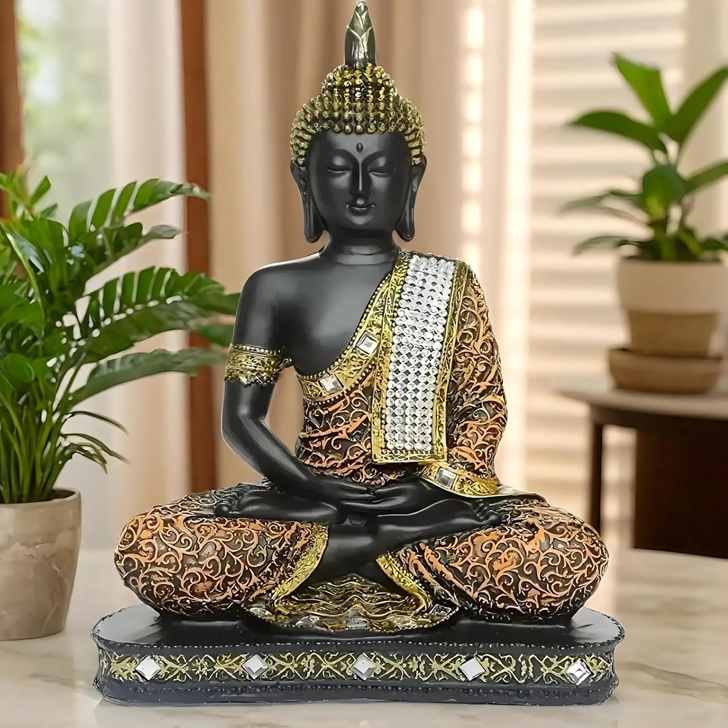 GlowCraft 25cm Meditating Sitting Buddha Statue Showpiece Idol for Home Décor, Living Room & Gifting