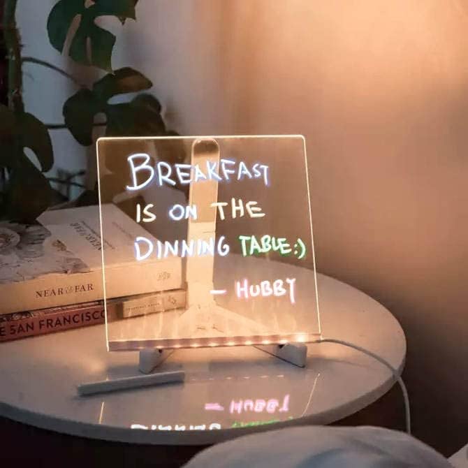 Drixon DIY 3D Acrylic Writing Pad with Pen, LED Message Board Table Lamp for Study, Office, Home Decor & Gifts