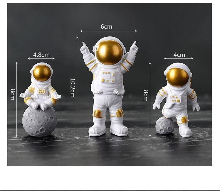 Starmaze® Resin Astronaut Spaceman Figurine Ornament for Home Office Desktop Decor, Set of 3 - Golden