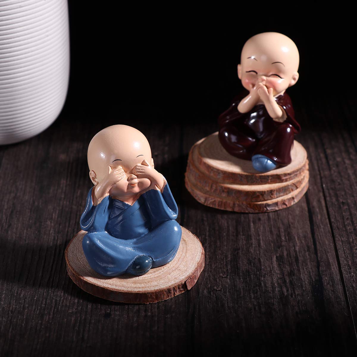 Tranquil Relics Set of 4 Miniature Buddha Monk Resin Statues for Home Decoration and Thoughtful Gifts