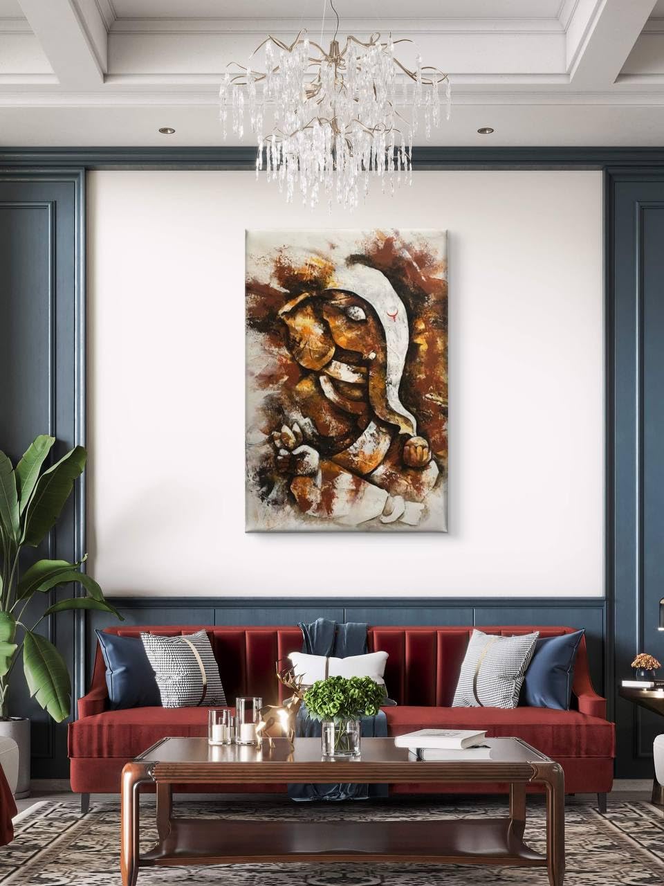 VAYURA ART Shri Ganesh Canvas Painting Prints for Living Room, Bedroom, Pooja Room & Home Wall Decor 20x30 Inches (Set of 6)