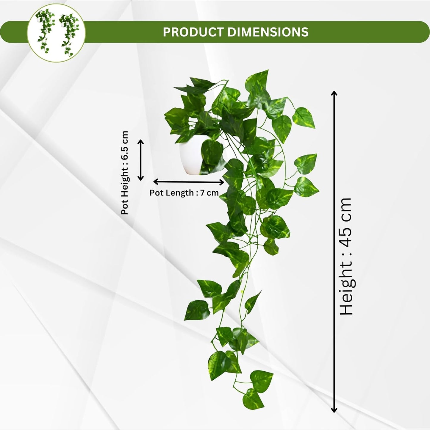 Frolica Plastic Artificial Vine Plants with Pots, Natural Touch & Feel, Pack of 2, 45 cm, Home & Office Décor