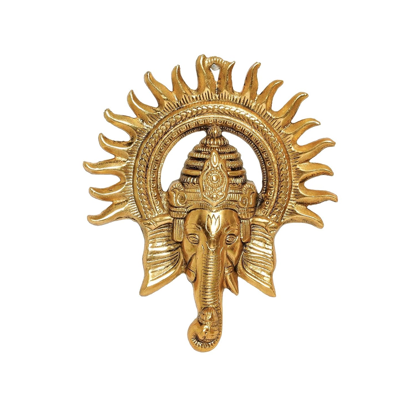 KreviaCraft Metal Ganesha Ji Statue, Ganpati Wall Hanging Sculpture for Home, Office & Gift Décor, 20 cm