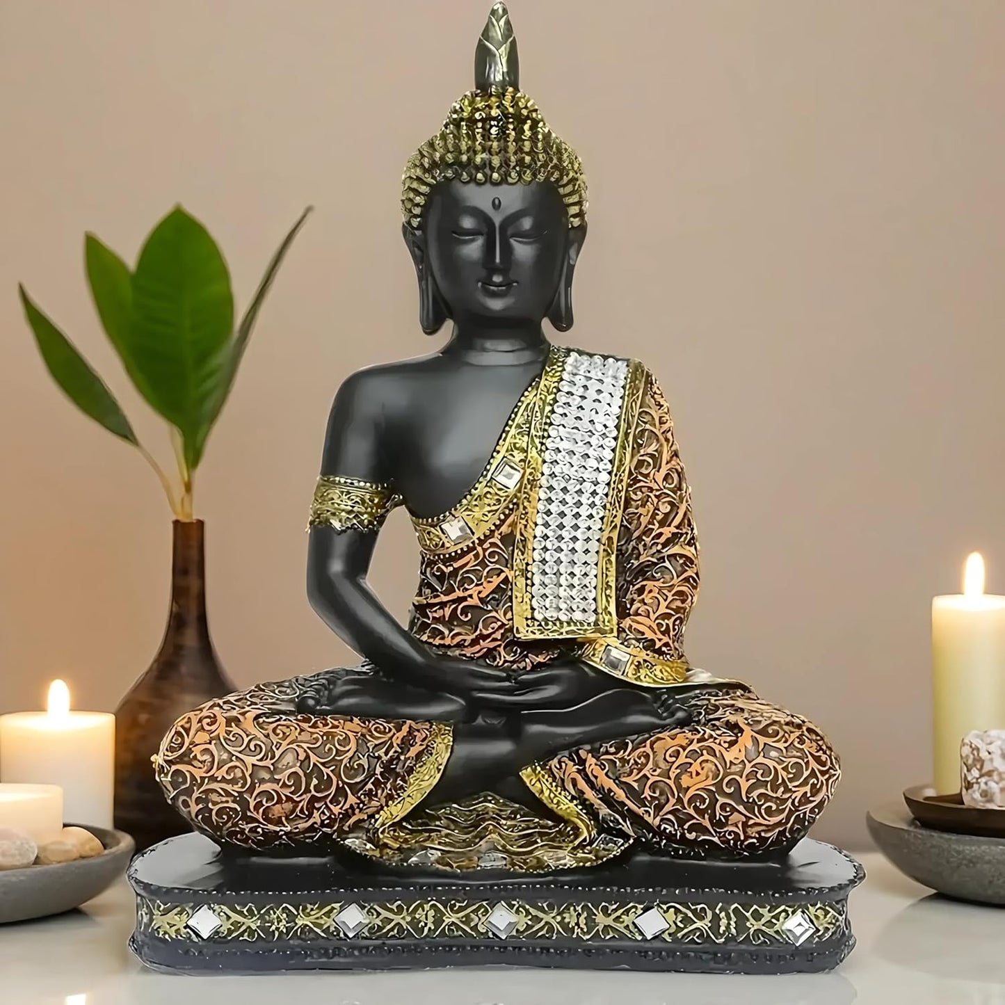 GlowCraft 25cm Meditating Sitting Buddha Statue Showpiece Idol for Home Décor, Living Room & Gifting