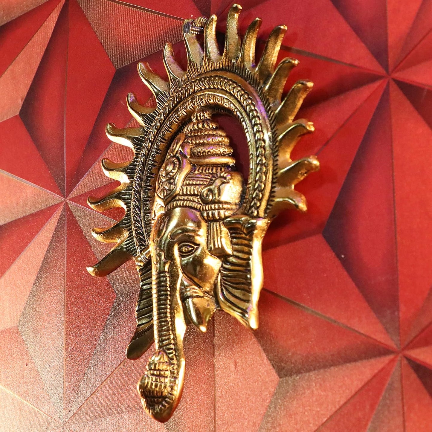KreviaCraft Metal Ganesha Ji Statue, Ganpati Wall Hanging Sculpture for Home, Office & Gift Décor, 20 cm