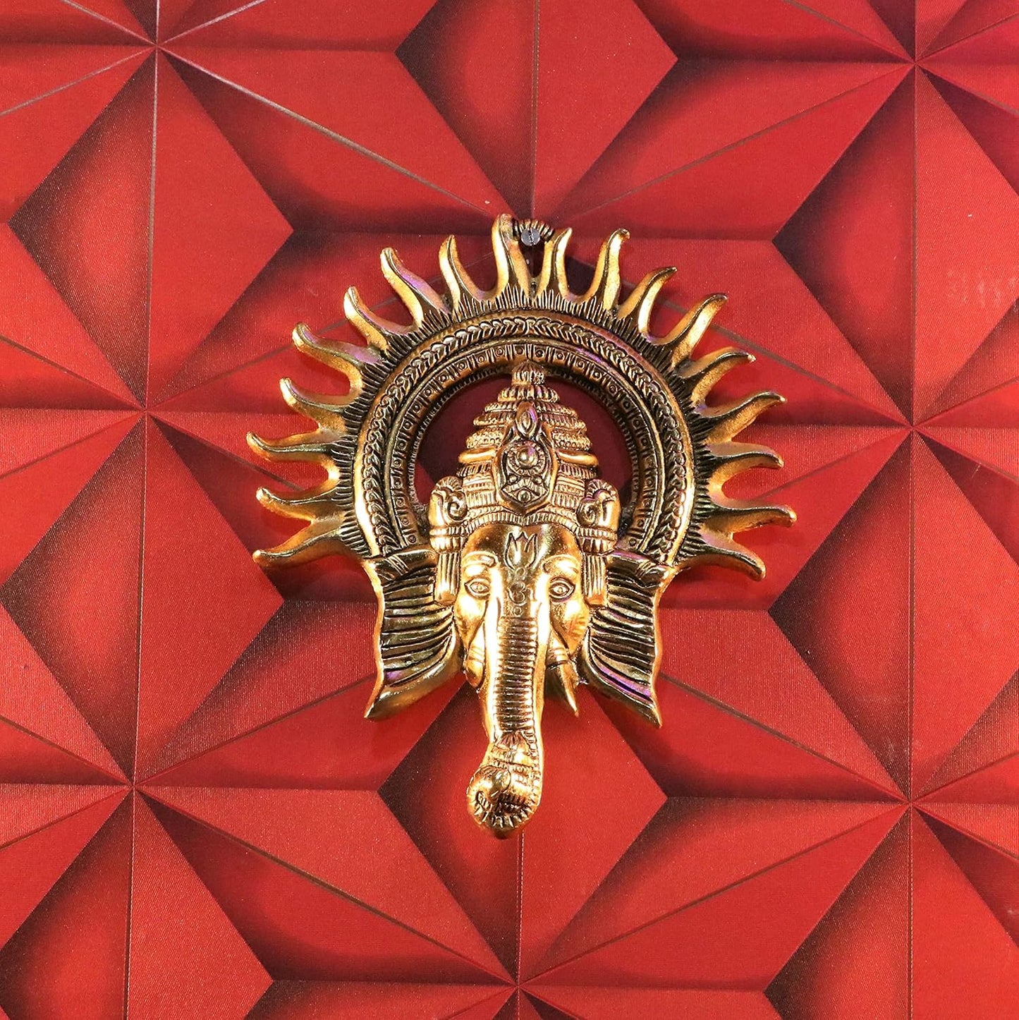 KreviaCraft Metal Ganesha Ji Statue, Ganpati Wall Hanging Sculpture for Home, Office & Gift Décor, 20 cm